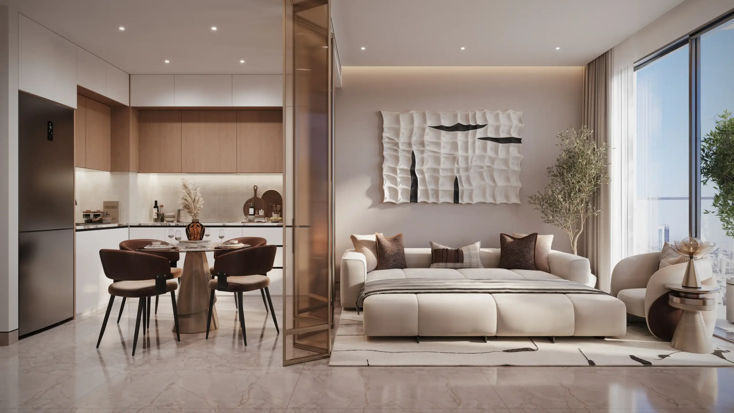 Zoya-Mirari Lagoons-1BHK Living-Closed Sliding Panel